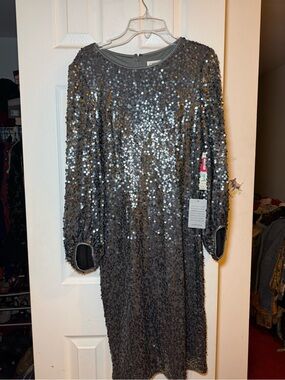 Eliza J Charcoal Sequin Party Dress